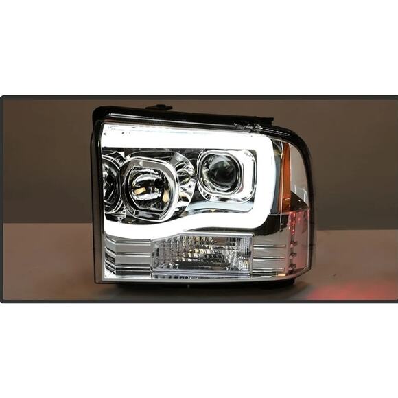Projector Headlight Drivers Side For 2005-2007 Ford F250-550 Super Duty LED DRL - Picture 3 of 3